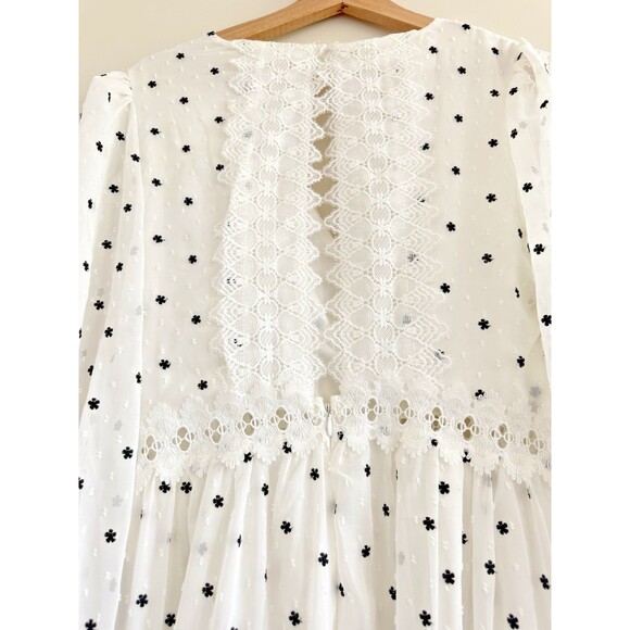 Just Me White and Black Tiered boho chic Ruffled maxi Sundress romantic size M - Picture 8 of 16